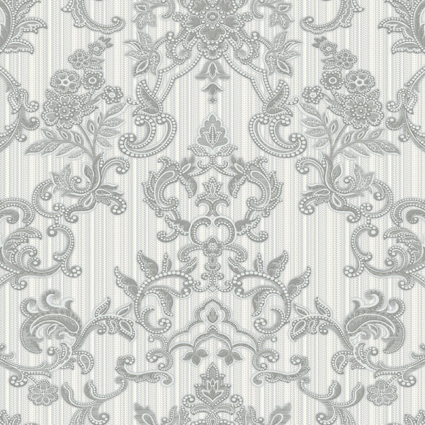 SEYYAH 1305-2 Zilver | Floral Damask Wallpaper